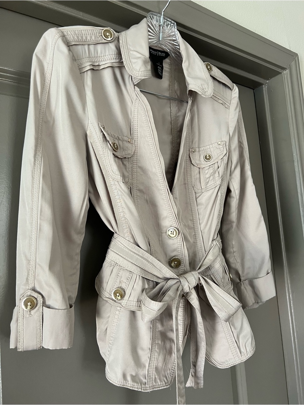 White House Black Market Lightweight Belted Safari Jacket Size 2
